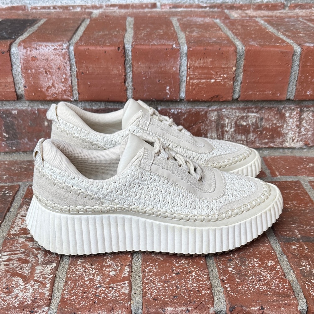 Dolce Vita Cream Woven Platform Sneakers